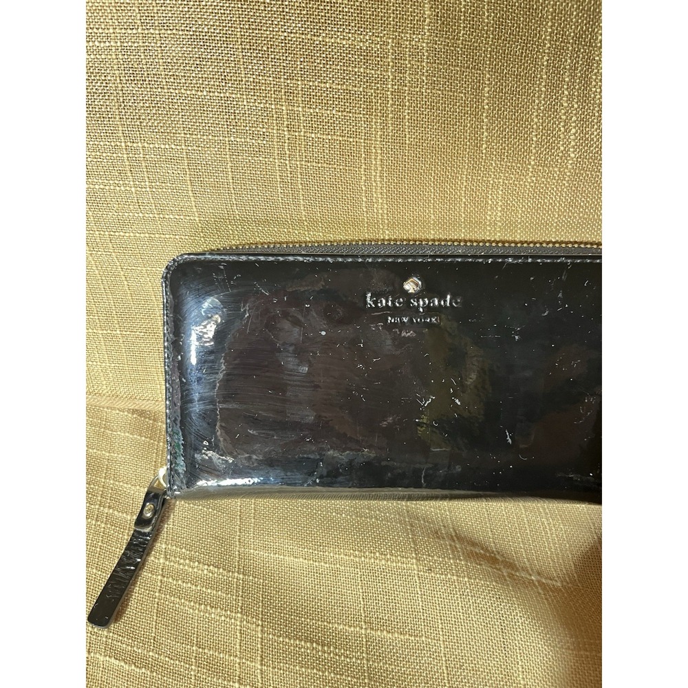Kate Spade New York Black Patent Leather Zip Around Wallet Continental - Picture 9 of 9